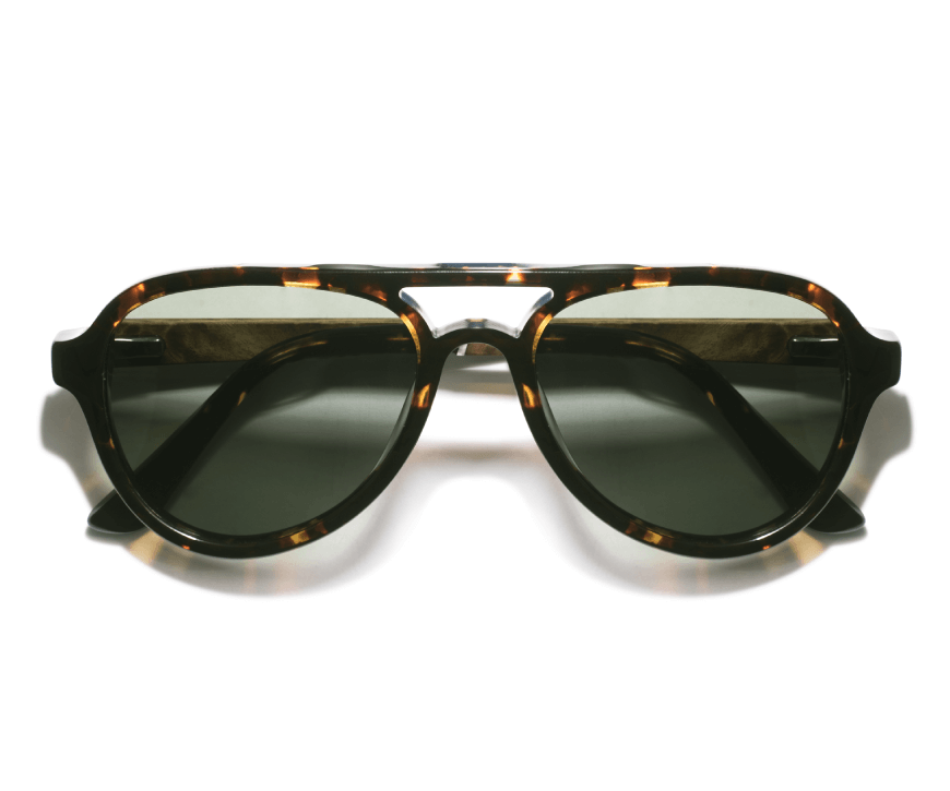 Kraywoods Birch, Oversized Round Sunglasses made from Ebony Wood with 100% UV Protection, Polarized lenses 